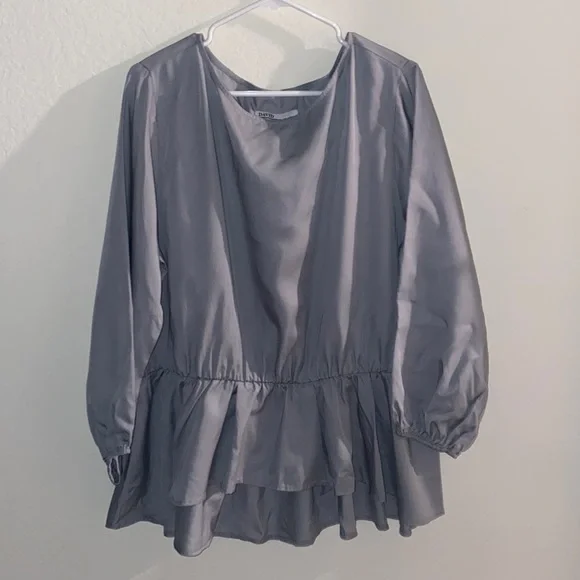 David meister 1X ruffle top NEW ❤️🔥 grey blouse plus size top - Picture 1 of 9